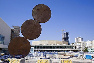 Famous "rising" statue by the artist menashe kadishman infront of the habima national theater in central tel aviv, Israel