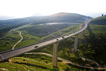 Aerial road to Zefat in the Upper Galilee, Israel