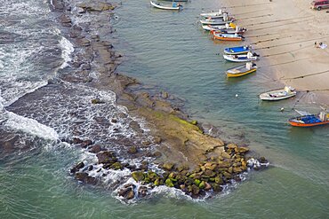 Aerial photograph of the coastline of Givat Olga in the Coastal plain, Israel