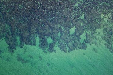 Aerial photograph of the shalow water of the Mediterranean sea, Israel