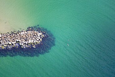 Aerial photograph of the shalow water of the Mediterranean sea, Israel