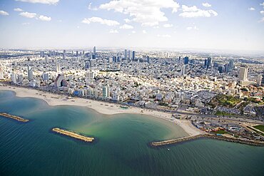 Aerial photograph of the southern coast of Tel Aviv, Israel