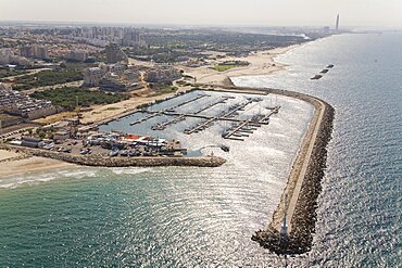 Aerial photograph of the Marina of the city of Ashkelon in the southern Coastal Plain, Israel