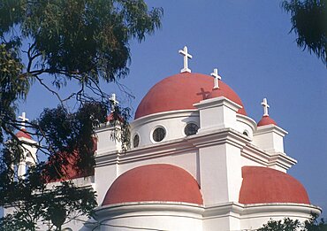 Photograph of a Greek orthodox church by the Sea of Galilee, Israel