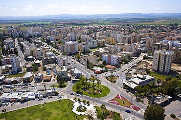 Aerial city of Afula in the Jezreel valley, Israel