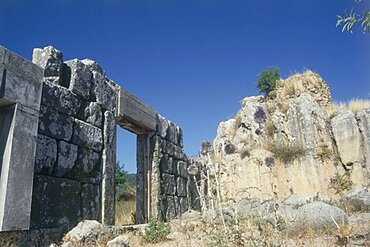 Photograph of the ruins of the ancient synagouge of Meiron in the Upper Galilee, Israel