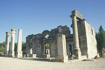 Photograph of the ruins of the ancient synagouge of Baram in the Upper Galilee, Israel