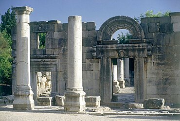 Photograph of the ruins of the ancient synagouge of Baram in the Upper Galilee, Israel