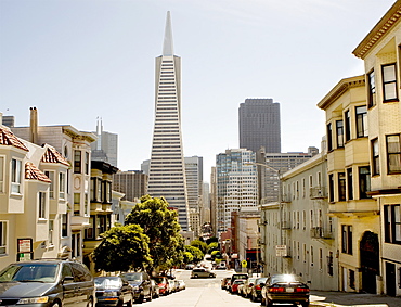 The Transamerica Tower Pyramid in the financial district of downtown San Francisco, California, United States of America, North America