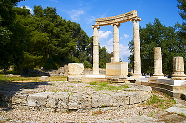 Exedra of Herodes Atticus, Archaeological site, Olympia, UNESCO World Heritage Site, Greece, Europe