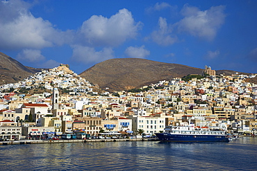 Ermoupoli (Khora) the capital and Ano Syros, Syros Island, Cyclades, Greek Islands, Greece, Europe