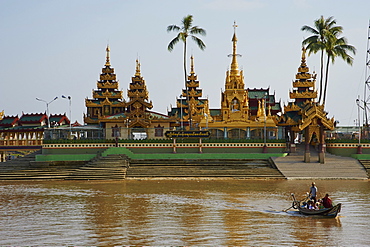 Floating temple and monastery, Yele Paya, Kyauktan, Yangonb (Rangoon) area, Myanmar (Burma), Asia