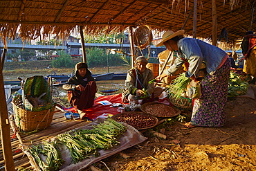 Floating market, Ywama village, Inle Lake, Shan State, Myanmar (Burma), Asia