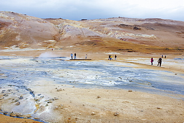 Hverir geothermal fields at the foot of Namafjall mountain, Myvatn Lake area, Iceland, Polar Regions