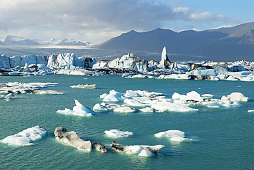 Glacier Vatnajokull and iceberg in the lagoon of Jokulsarlon, Iceland, Polar Regions