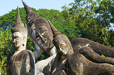 Statues of Buddha in Xieng Khuan Buddha Park, Vientiane Province, Laos, Indochina, Southeast Asia, Asia