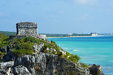 Caribbean coast and ancient Mayan site of Tulum, Tulum, Quintana Roo, Mexico, North America