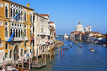 The Grand Canal and the Church of Santa Maria della Salute in the distance, viewed from the Academia Bridge, Venice, UNESCO World Heritage Site, Veneto, Italy, Europe