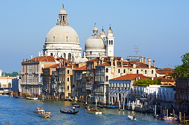 The Church of Santa Maria della Salute and the Grand Canal, viewed from the Academia Bridge, Venice, UNESCO World Heritage Site, Veneto, Italy, Europe