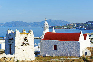 Red church, Mykonos town, Chora, Mykonos Island, Cyclades, Greek Islands, Greece, Europe