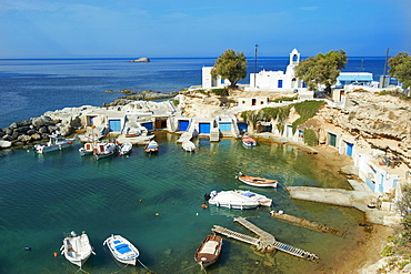 Fishing port and village of Mandrakia, Milos, Cyclades Islands, Greek Islands, Aegean Sea, Greece, Europe