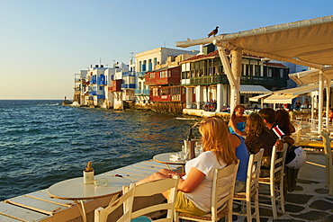 Little Venice, Alefkandra district, The Chora (Hora), Mykonos, Cyclades Islands, Greek Islands, Aegean Sea, Greece, Europe