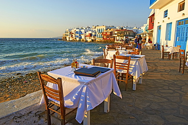 Little Venice, Alefkandra district, The Chora (Hora), Mykonos, Cyclades Islands, Greek Islands, Aegean Sea, Greece, Europe