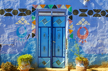 Nubian painted village near Aswan, Egypt, North Africa, Africa