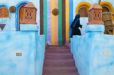 Nubian painted village near Aswan, Egypt, North Africa, Africa