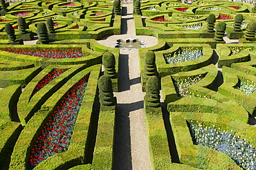 Formal garden at the Chateau de Villandry, UNESCO World Heritage Site, Loire Valley, Indre et Loire, France, Europe