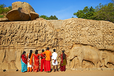 Arjuna's Penance granite carvings, Mamallapuram (Mahabalipuram), UNESCO World Heritage Site, Tamil Nadu, India, Asia