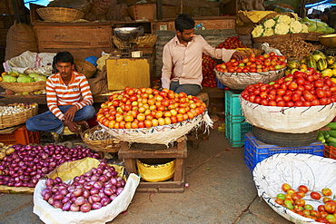 Vegetables for sale, Devaraja market, Mysore, Karnataka, India, Asia