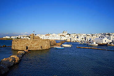 Venetian fortress and port, Naoussa, Paros, Cyclades, Aegean, Greek Islands, Greece, Europe