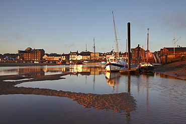 Low tide on a summer morning at Wells next the Sea, Norfolk, England, United Kingdom, Europe