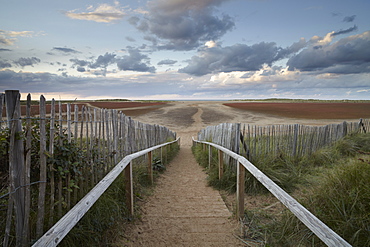 The steps to Holkham Gap at Holkham Bay, Norfolk, England, United Kingdom, Europe