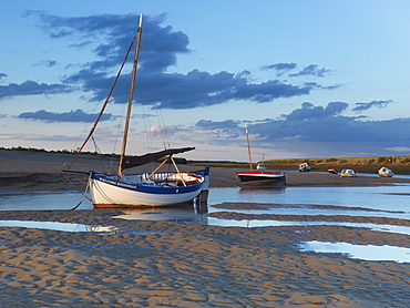 Beautiful light on an autum evening at Burnham Overy Staithe, Norfolk, England, United Kingdom, Europe