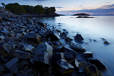 A view towards the Isle of Skye from Badicaul, Lochalsh, Scotland, United Kingdom, Europe