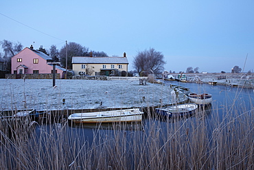 An early morning winter view of West Somerton Staithe, Norfolk, England, United Kingdom, Europe