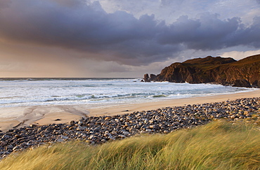 Beautiful evening light at Dhal Mor beach, Isle of Lewis, Outer Hebrides, Scotland, United Kingdom, Europe