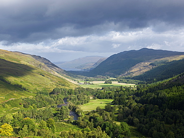 Looking back towards Loch Broom from near Braemore, Scottish Highlands, Scotland, United Kingdom, Europe