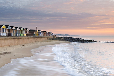 The seafront and the colourful beach huts at Southwold, Suffolk, England, United Kingdom, Europe