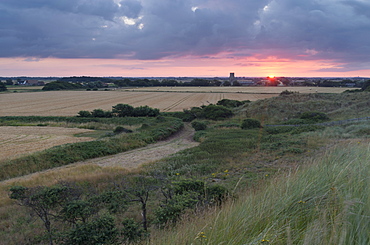 Sunset over the small village of Waxham, Norfolk, England, United Kingdom, Europe