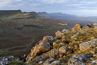 A view northwards along the Trotternish ridge, Isle of Skye, Inner Hebrides, Scotland, United Kingdom, Europe