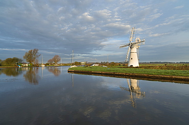 A view of Thurne Mill, Norfolk Broads, Norfolk, England, United Kingdom, Europe