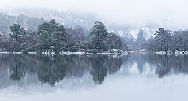 A winter scene from Rydal Water in the Lake District National Park, Cumbria, England, United Kingdom, Europe