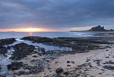 Sunrise at Bamburgh, Northumberland, England, United Kingdom, Europe