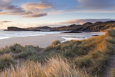 Late evening light on the dunes at Oldshoremore, Sutherland, Scotland, United Kingdom, Europe