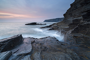 A coastal scene from Trebarwith Strand, Cornwall, England, United Kingdom, Europe