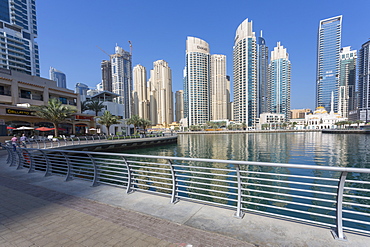 View of tall buildings in Dubai Marina, Dubai, United Arab Emirates, Middle East