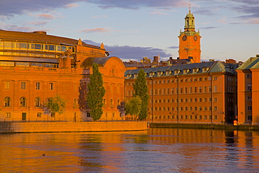 Helgeandsholmen at sunset, Gamla Stan, Stockholm, Sweden, Scandinavia, Europe